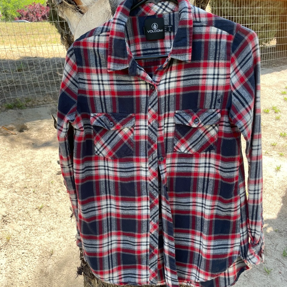 Women’s Volcom Button Down Flannel Top Size Small… - image 1